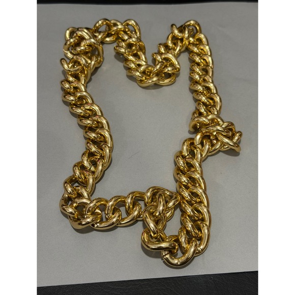 Chunky Curb Chain Necklace Women Gold Tone Bold Statement Link Heavy 36" - Picture 5 of 14